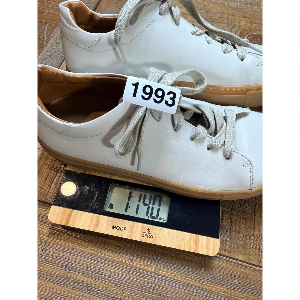 M.Gemi White Leather Low Top Sneakers Made in Italy Gum Sole Womens Size 41‎